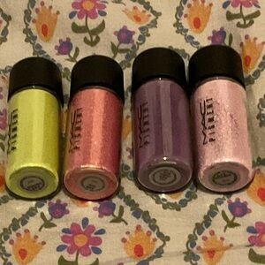 Discontinued MAC pigments set of 4. Chartreuse, Rose, Rich Purple, Kitchsmas.